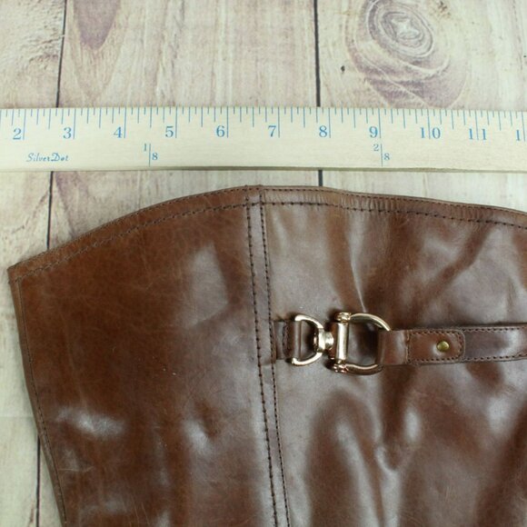 *Unknown Brown Leather Back Zip Knee High Riding Boots Size 11EEE - Picture 8 of 14